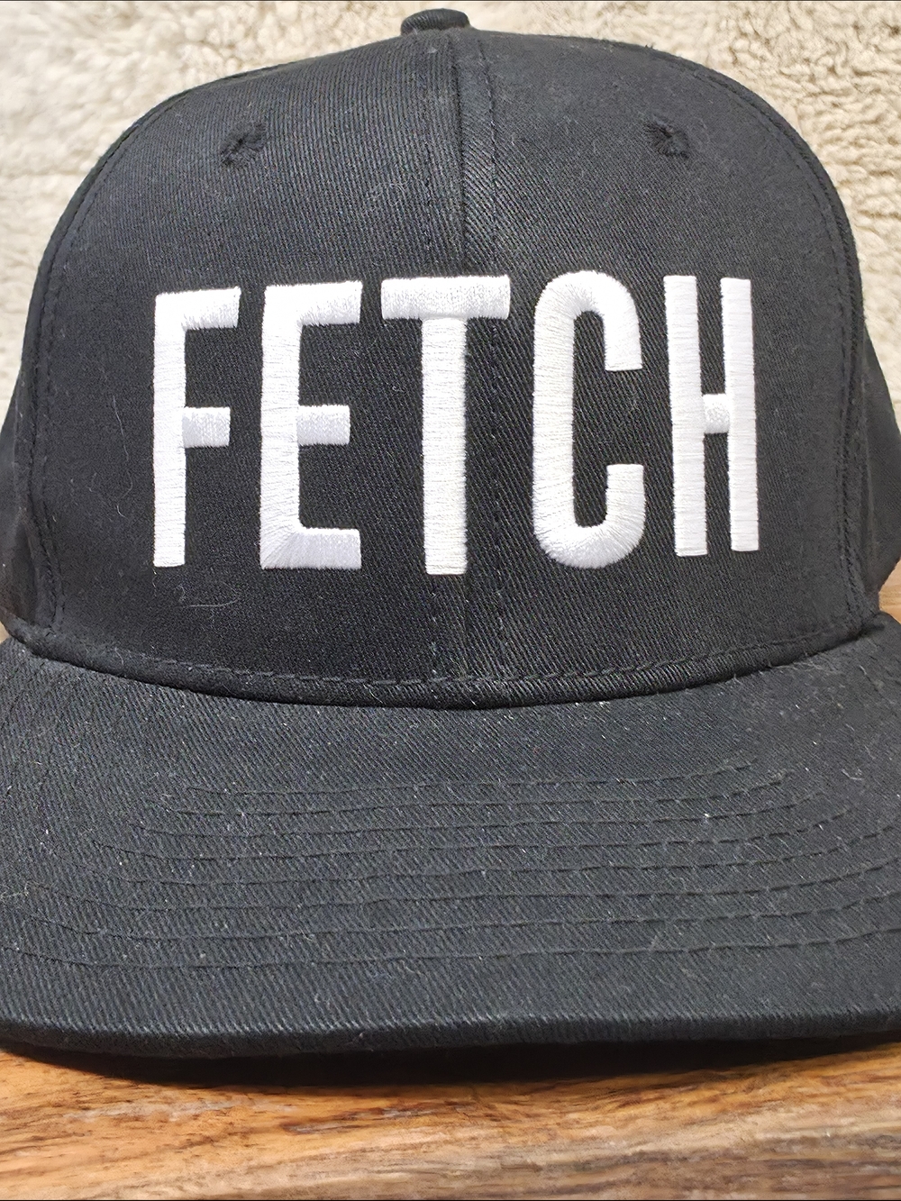 Embroidered Black Snapback Hat